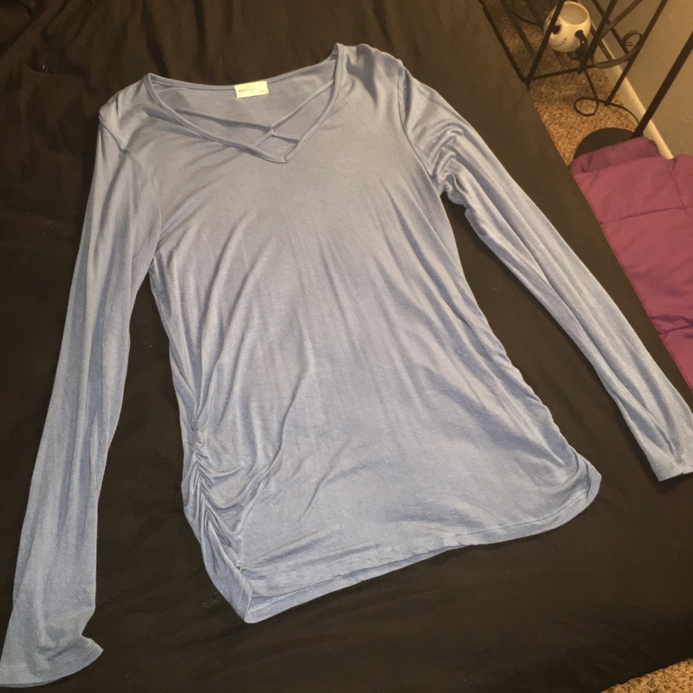 Gray/Blue long sleeve silk top
